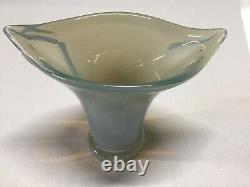 MURANO Hand Blown Art Glass Cased Clear/Opaque Heavy Large Cala Lily Footed Vase