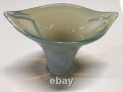 MURANO Hand Blown Art Glass Cased Clear/Opaque Heavy Large Cala Lily Footed Vase