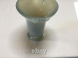 MURANO Hand Blown Art Glass Cased Clear/Opaque Heavy Large Cala Lily Footed Vase