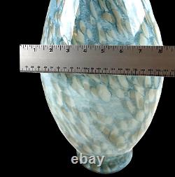 MURANO Hand Blown Art Glass Vase Very Large 21.5 In Tall Blue White & Gray Swirl