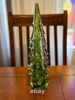 MURANO Hand Blown Italy Crystal 13 Tiered Green Swirl CHRISTMAS TREE