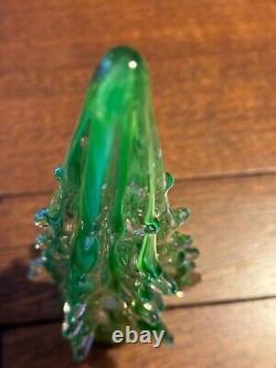 MURANO Hand Blown Italy Crystal 13 Tiered Green Swirl CHRISTMAS TREE