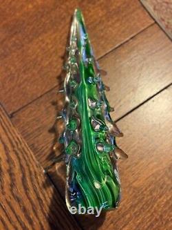 MURANO Hand Blown Italy Crystal 13 Tiered Green Swirl CHRISTMAS TREE