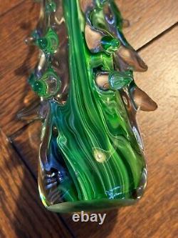 MURANO Hand Blown Italy Crystal 13 Tiered Green Swirl CHRISTMAS TREE