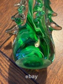 MURANO Hand Blown Italy Crystal 13 Tiered Green Swirl CHRISTMAS TREE