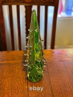 MURANO Hand Blown Italy Crystal 13 Tiered Green Swirl CHRISTMAS TREE