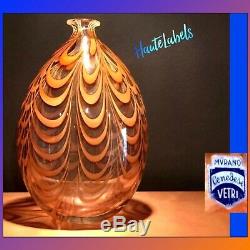 MURANO ITALY Amber Wave Glass Vase CENEDESE MURANO VETRI / VINTAGE COLLECTABLE