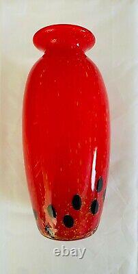 MURANO ITALY, Art Glass Vase Hand Blown, 11 Tall. Vintage, signed by Carlo vel