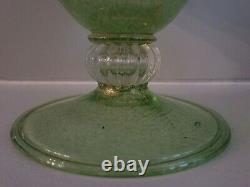 MURANO ITALY Glass Salviati Barovier Blown Glass Gold PRUNT Canister Pear Handle