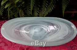 MURANO Italy AQUAMARINE ALABASTER GLASS Layered Art Glass Bowl Vintage