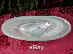 MURANO Italy AQUAMARINE ALABASTER GLASS Layered Art Glass Bowl Vintage