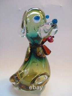 MURANO Italy Art Glass Figure Dog Multicolor Hand Blown Glass C73