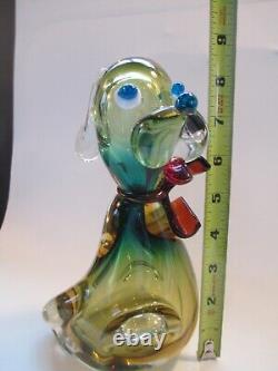 MURANO Italy Art Glass Figure Dog Multicolor Hand Blown Glass C73