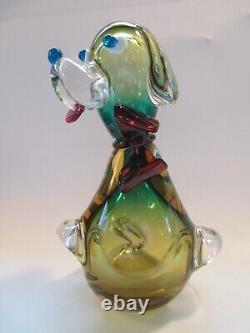 MURANO Italy Art Glass Figure Dog Multicolor Hand Blown Glass C73