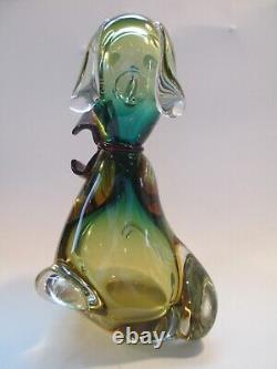 MURANO Italy Art Glass Figure Dog Multicolor Hand Blown Glass C73