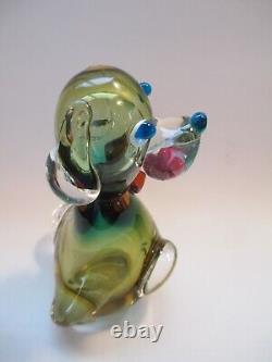 MURANO Italy Art Glass Figure Dog Multicolor Hand Blown Glass C73