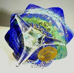 MURANO Italy Crystal VETRO ARTISTICO Cobalt Blue CHRISTMAS TREE Infused 24k Gold