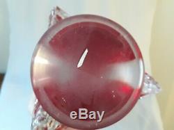 MURANO Italy Glass 20 1/2 Crystal CHRISTMAS TREE Sculpture Red Interior