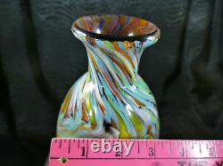 MURANO Italy VINTAGE Swirl Millefiori Spatter ART GLASS Vase hand blown COLORFUL