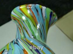 MURANO Italy VINTAGE Swirl Millefiori Spatter ART GLASS Vase hand blown COLORFUL