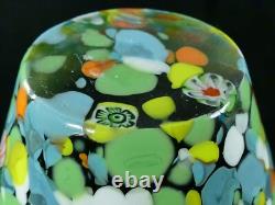 MURANO Italy VINTAGE Swirl Millefiori Spatter ART GLASS Vase hand blown COLORFUL