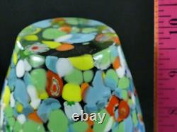 MURANO Italy VINTAGE Swirl Millefiori Spatter ART GLASS Vase hand blown COLORFUL