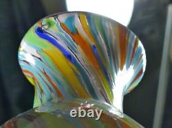 MURANO Italy VINTAGE Swirl Millefiori Spatter ART GLASS Vase hand blown COLORFUL