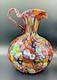 MURANO Multicolour Millefiori Hand Blown Glass Pitcher Vase Italy Fratelli Toso