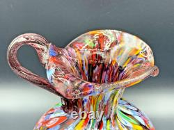 MURANO Multicolour Millefiori Hand Blown Glass Pitcher Vase Italy Fratelli Toso