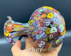 MURANO Multicolour Millefiori Hand Blown Glass Pitcher Vase Italy Fratelli Toso