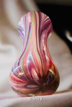 MURANO Peacock Feather Striped Cased Glass Vase 17 T Heavy! Authentic EVC