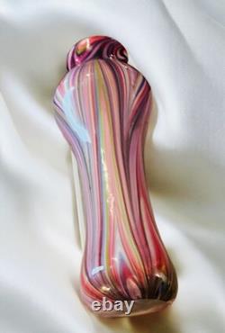 MURANO Peacock Feather Striped Cased Glass Vase 17 T Heavy! Authentic EVC