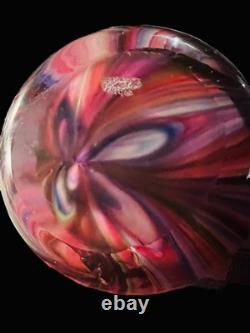 MURANO Peacock Feather Striped Cased Glass Vase 17 T Heavy! Authentic EVC