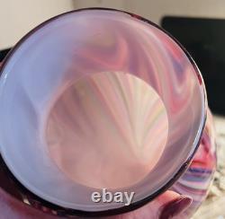 MURANO Peacock Feather Striped Cased Glass Vase 17 T Heavy! Authentic EVC