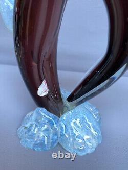 MURANO? SEGUSO Glass Figure Sculpture Cat Hand Blown Purple & Opaline Glass