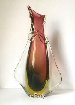 MURANO SOMMERSO SEGUSO FLAVIO POLI GLASS VASE, Large MCM Art Glass Vase 15