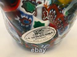 MURANO VENICE ITALY HAND BLOWN GLASS MILLEFIORI HANDKERCHIEF VASE withorig tag