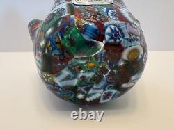 MURANO VENICE ITALY HAND BLOWN GLASS MILLEFIORI HANDKERCHIEF VASE withorig tag