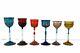 MURANO Venetian Hand Blown Small Decorated Goblets Cordial Glasses Set of Six