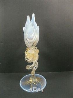 MURANO Venetian Small Stemmed Shell Shape glass Vase