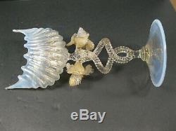 MURANO Venetian Small Stemmed Shell Shape glass Vase