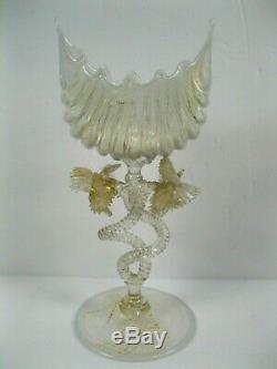 MURANO Venetian Small Stemmed Shell Shape glass Vase