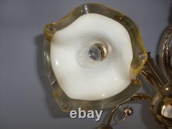 MURANOHAND BLOWN GLASSITALYGOLD PLATED BASETULIP FORM CHANDELIER With5 LIGHTS