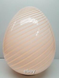 Maestri Murano 17 White Swirl Glass Egg Lamp 1970's Vintage Mid Century Modern
