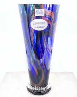 Makora Krosno Hand Blown Murano Style Art Glass Vase 12.75H Made in Poland