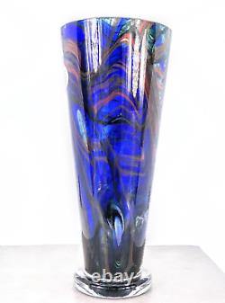 Makora Krosno Hand Blown Murano Style Art Glass Vase 12.75H Made in Poland