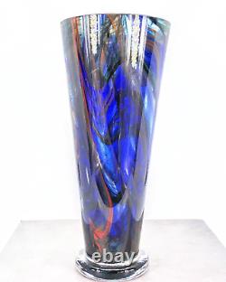 Makora Krosno Hand Blown Murano Style Art Glass Vase 12.75H Made in Poland