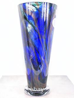 Makora Krosno Hand Blown Murano Style Art Glass Vase 12.75H Made in Poland