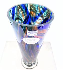 Makora Krosno Hand Blown Murano Style Art Glass Vase 12.75H Made in Poland