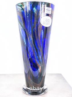 Makora Krosno Hand Blown Murano Style Art Glass Vase 12.75H Made in Poland